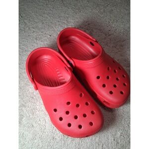 Crocs Classic Clog Red Rubber Slip On Casual Shoes Kids Size J1